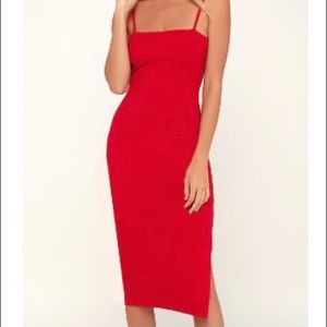 Red holiday mid length dress lulu